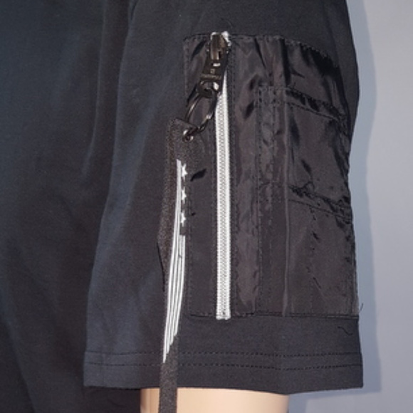 Southpole Nylon Trim Long Scallope Tee T-Shirt - Picture 2 of 4